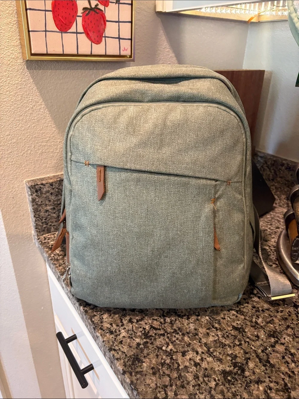 Uppababy diaper bag sage green with leather accents